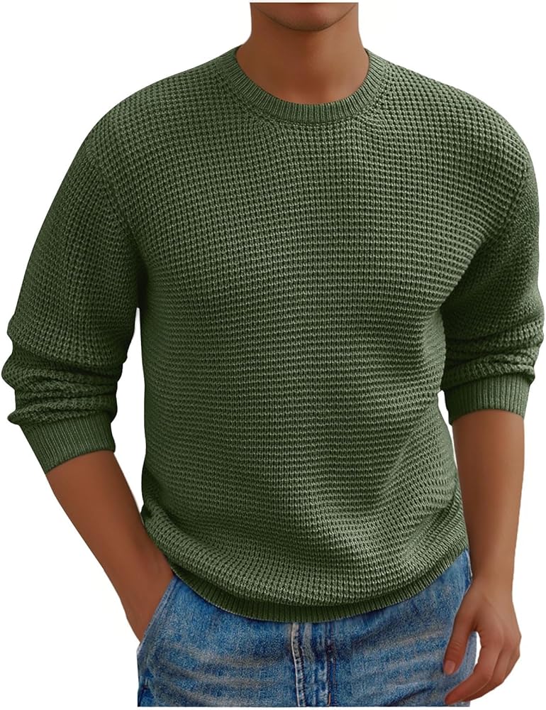 Amazon.com: AQAYL Textured Crew Neck Sweater for Men Jacquard