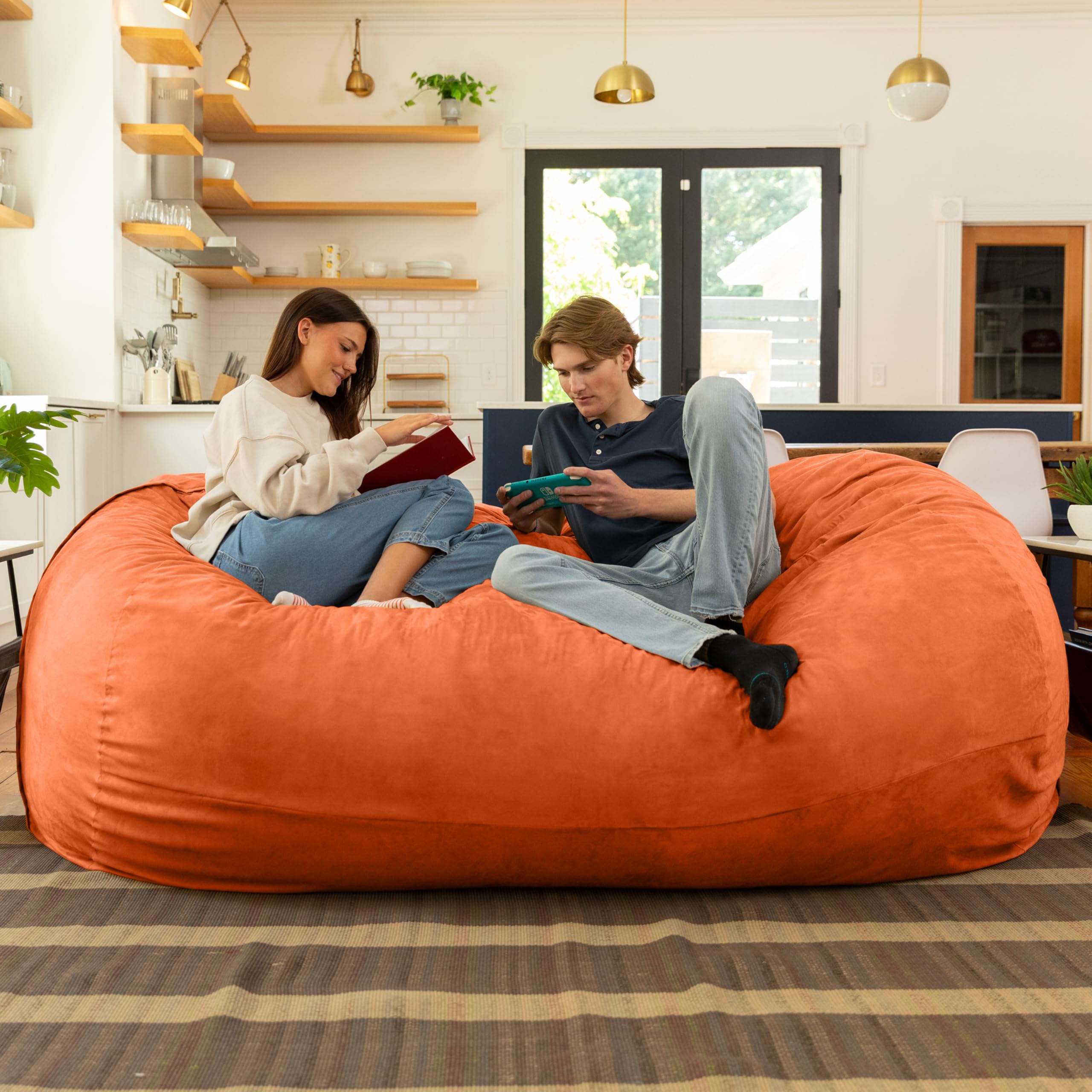 Amazon.com: Jaxx 7 Foot Giant Bean Bag Sofa, Mandarin : Home & Kitchen