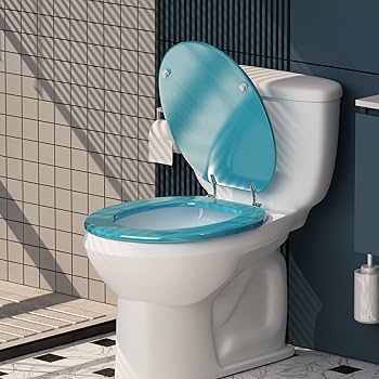 BLOFDE Round Toilet Seat Wood Toilet Seat Prevent Shifting with