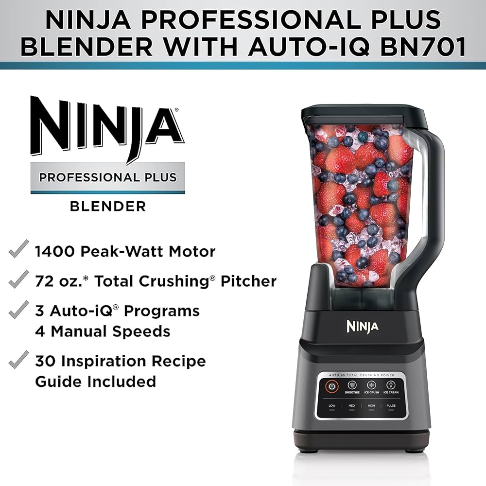 Ninja BN701 Professional Plus Blender, 1400 Peak Watts, 3