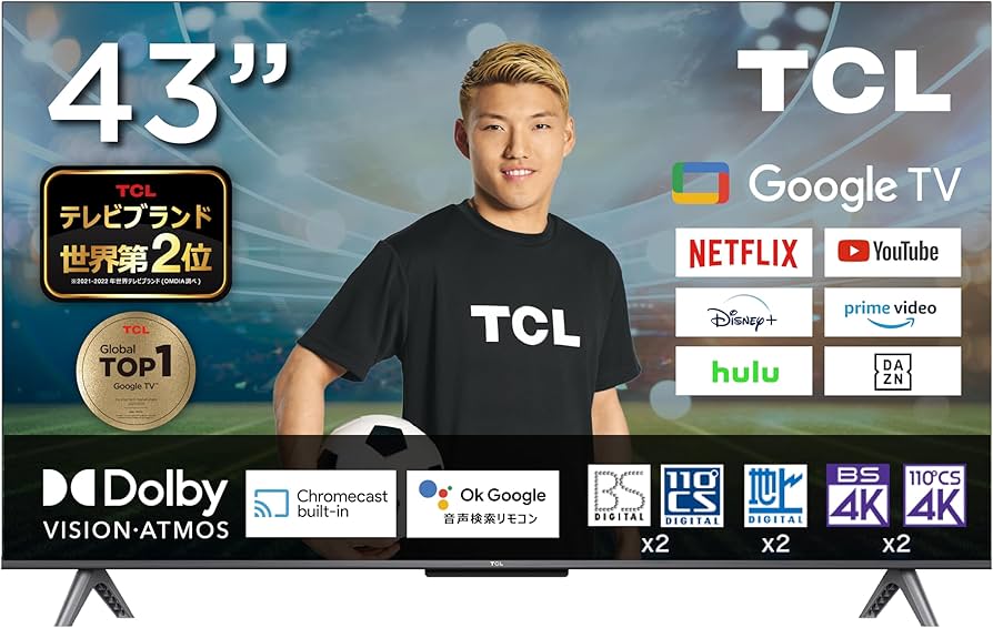 Amazon.co.jp: TCL テレビ 43型 43インチ スマートテレビ Google TV W