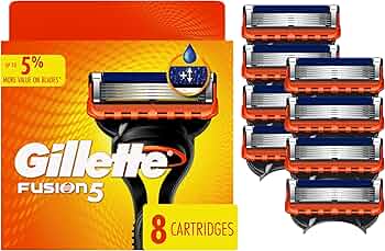 Amazon.com: Gillette Fusion 5 男士刮鬍刀補充刀片，8 片刮鬍刀補充