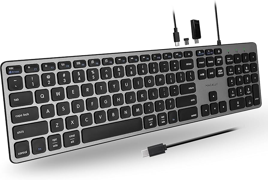Amazon.com: Macally Premium Wired USB C Keyboard with USB Ports