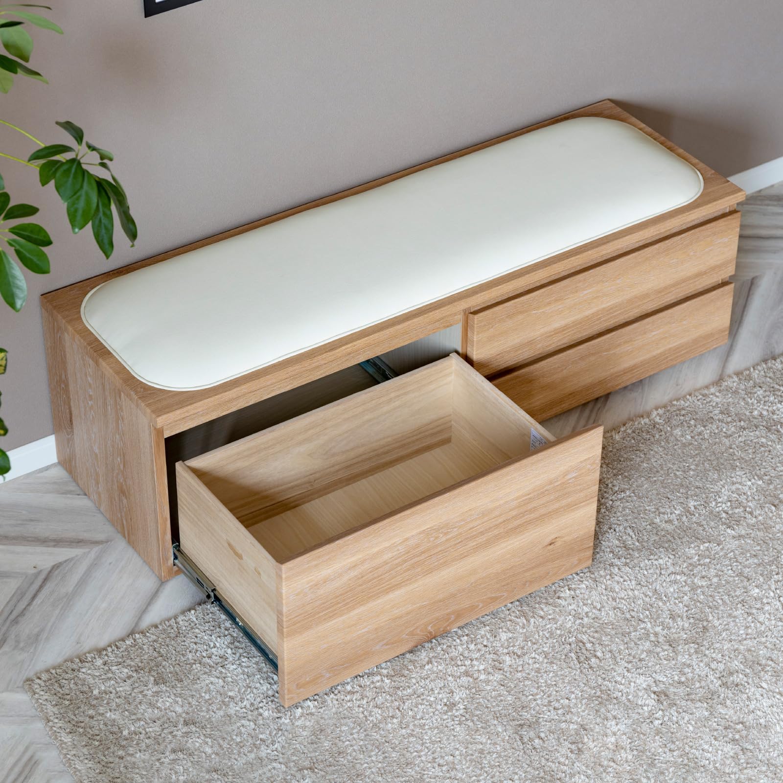 Amazon.co.jp: tac INTERIOR 収納ベンチ 室内 木製 120㎝ 完成品 PVC