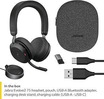 Amazon.com: Jabra Evolve2 75 PC Wireless Headset with Charging