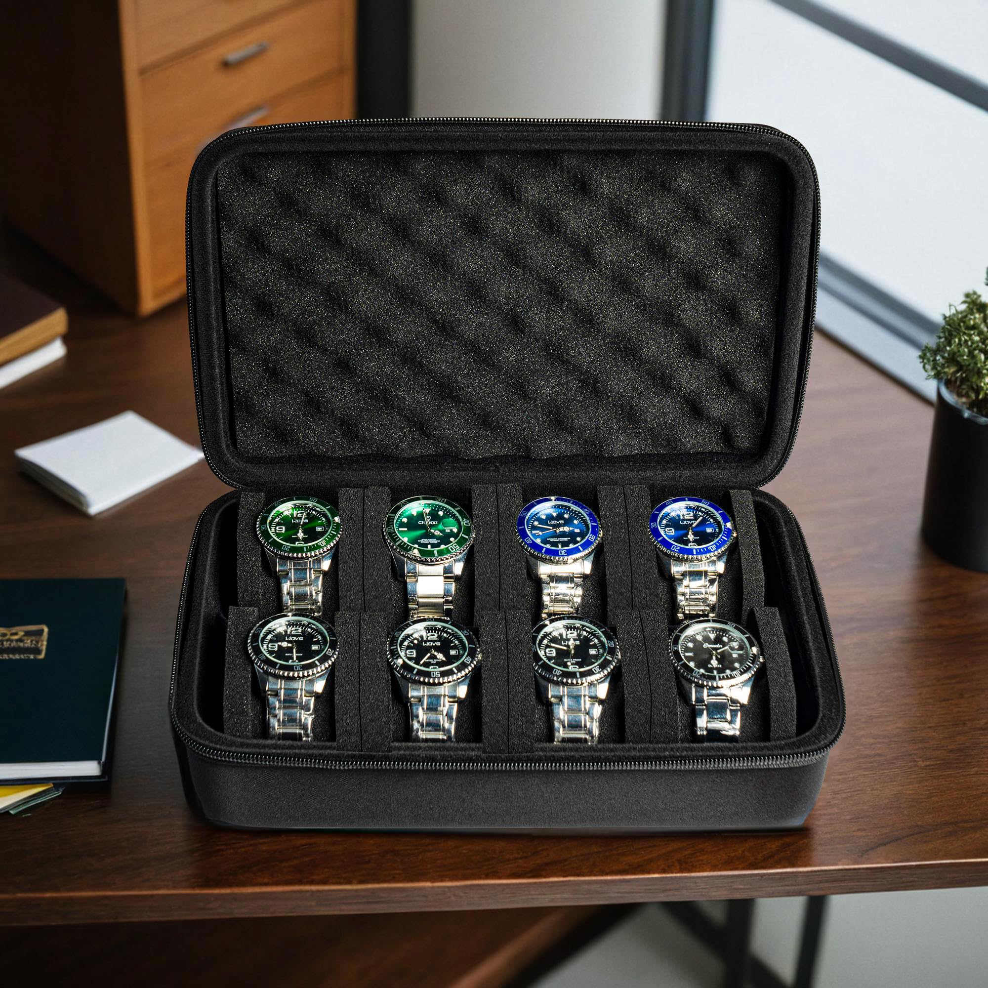 Amazon.co.jp: AMZSAFE 8スロット腕時計ボックス ハードウォッチ