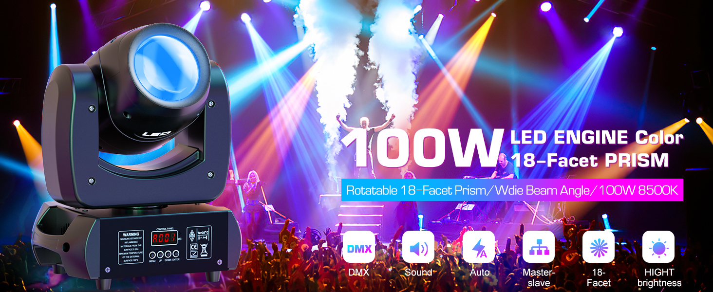 Amazon.co.jp: SEBRUANC 100W ムービングヘッドライト LED 回転DJ