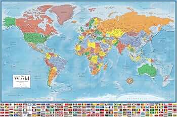 Amazon | 48x78 大判 世界地図 掛地図 クラシック エリート | 地図