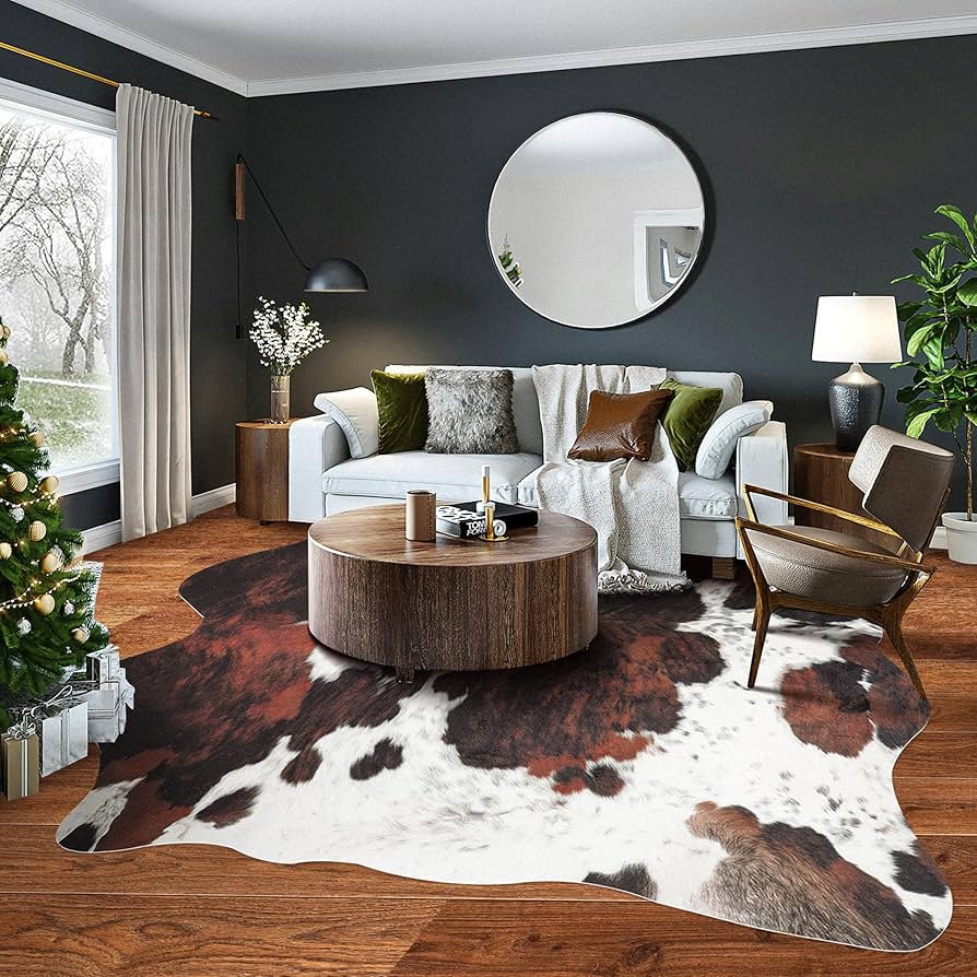 Amazon | Guzareuu フェイク牛革ラグ - 牛柄ウエスタンエリアラグ、5.2