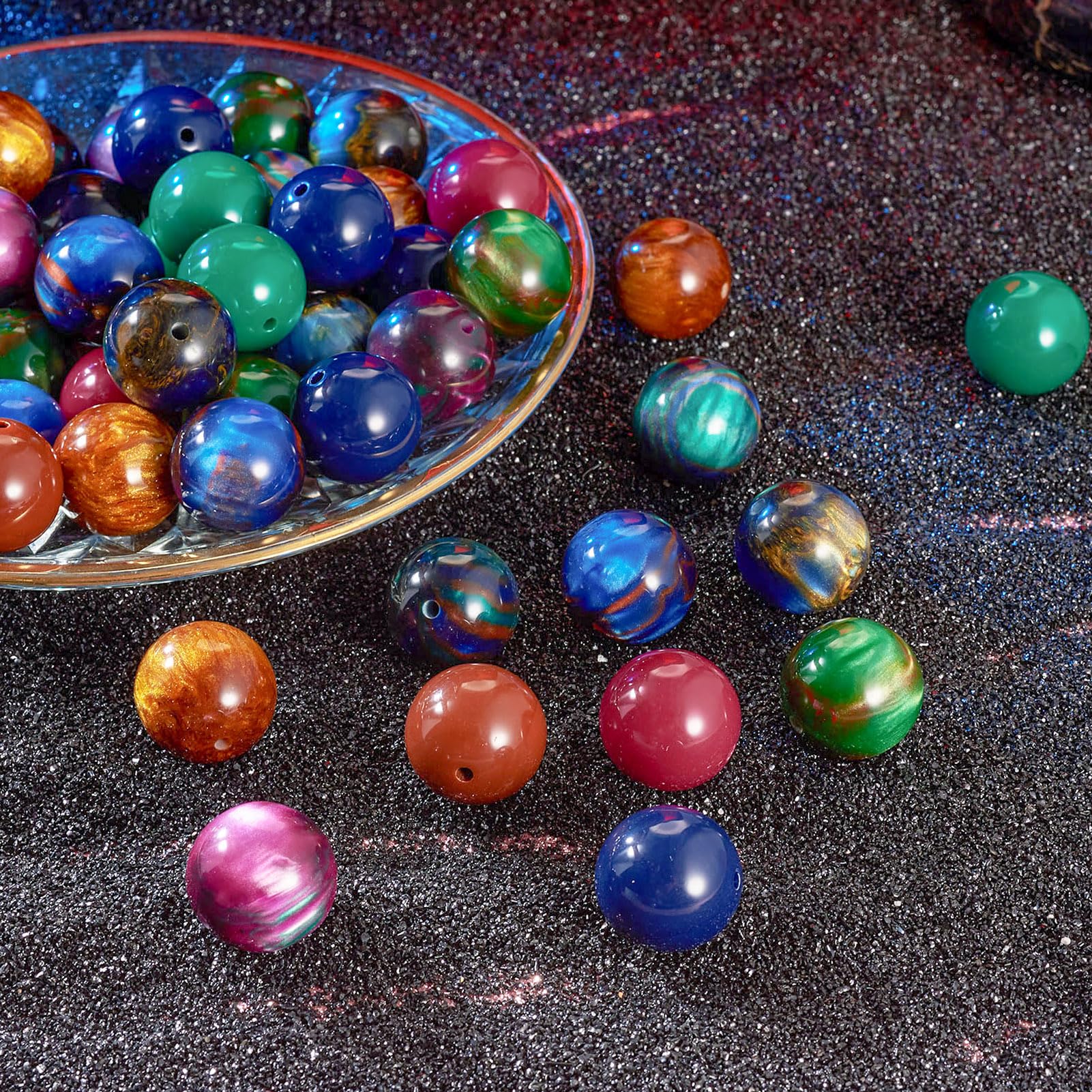 Amazon | Beadthoven 約50個セット 20mm 宇宙 惑星 樹脂ビーズ