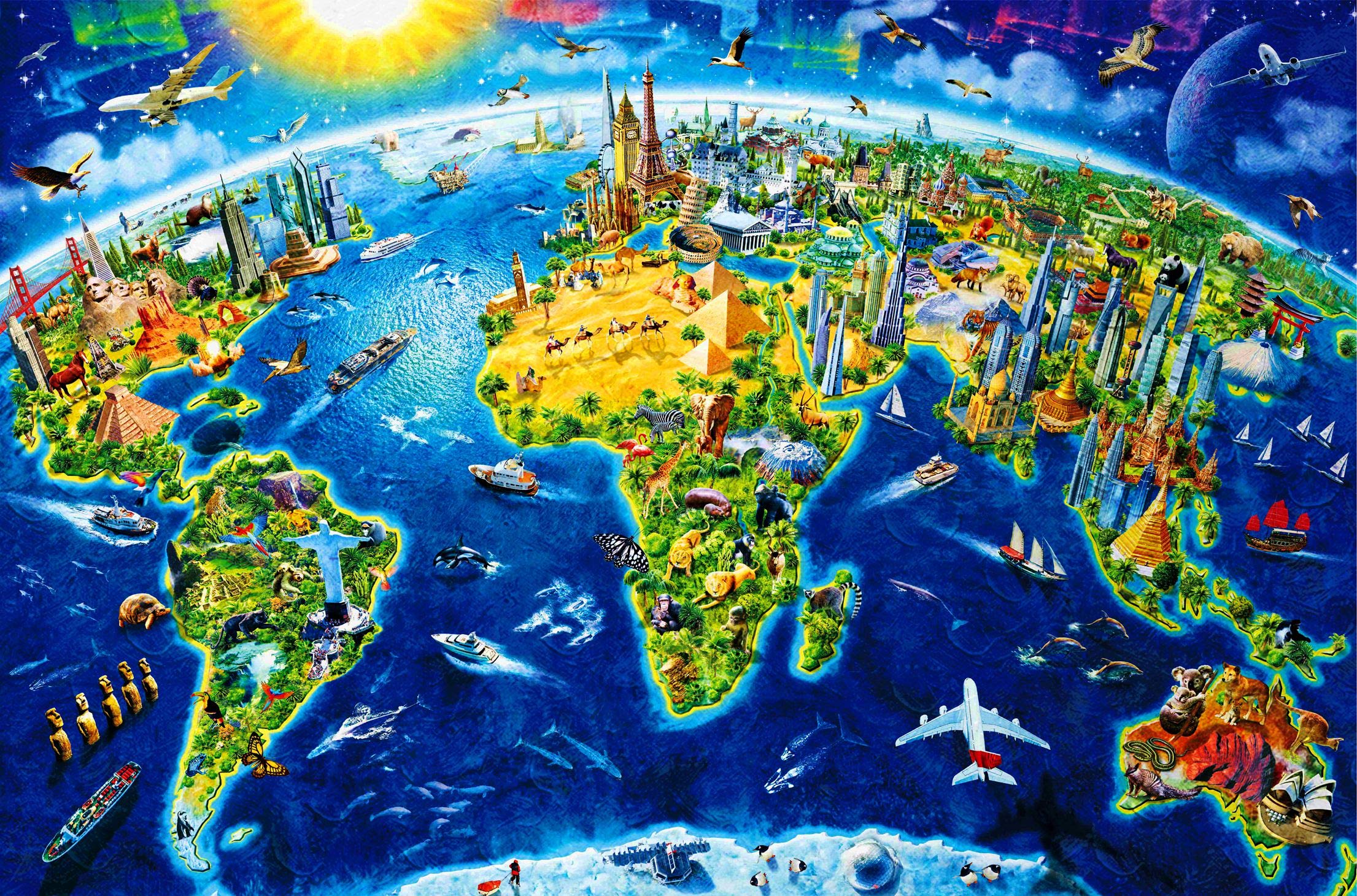 Amazon.co.jp: CHengQiSM 1000ピース ジグソーパズル 世界地図 パズル