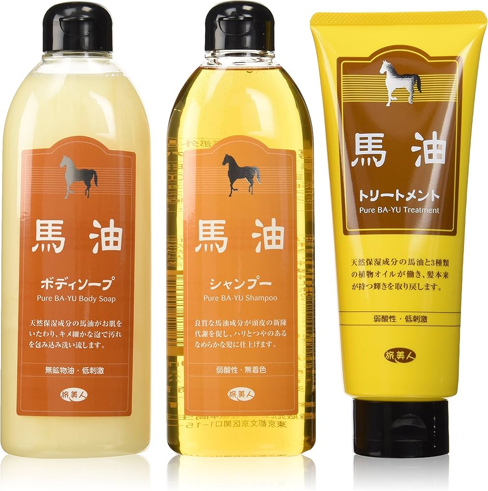 Amazon | アズマ商事の馬油シャンプー、トリートメント（小ボトル）の