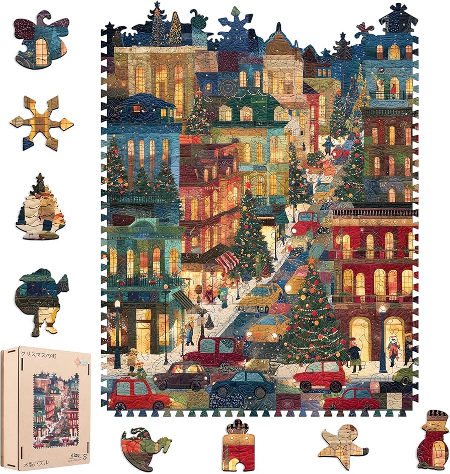 Amazon | ジグソーパズル 500ピース(34.5×45.2cm) 木製 3mm厚 冬の街