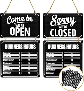 Amazon | Lesnala 営業時間サイン 吊り下げ 開閉サイン 営業時間看板