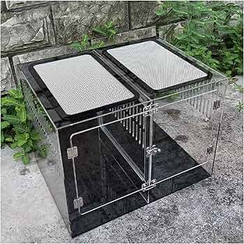 Amazon | 40cm30cm30cm爬虫ケージ 中間仕切り付き2匹のペットを隔離