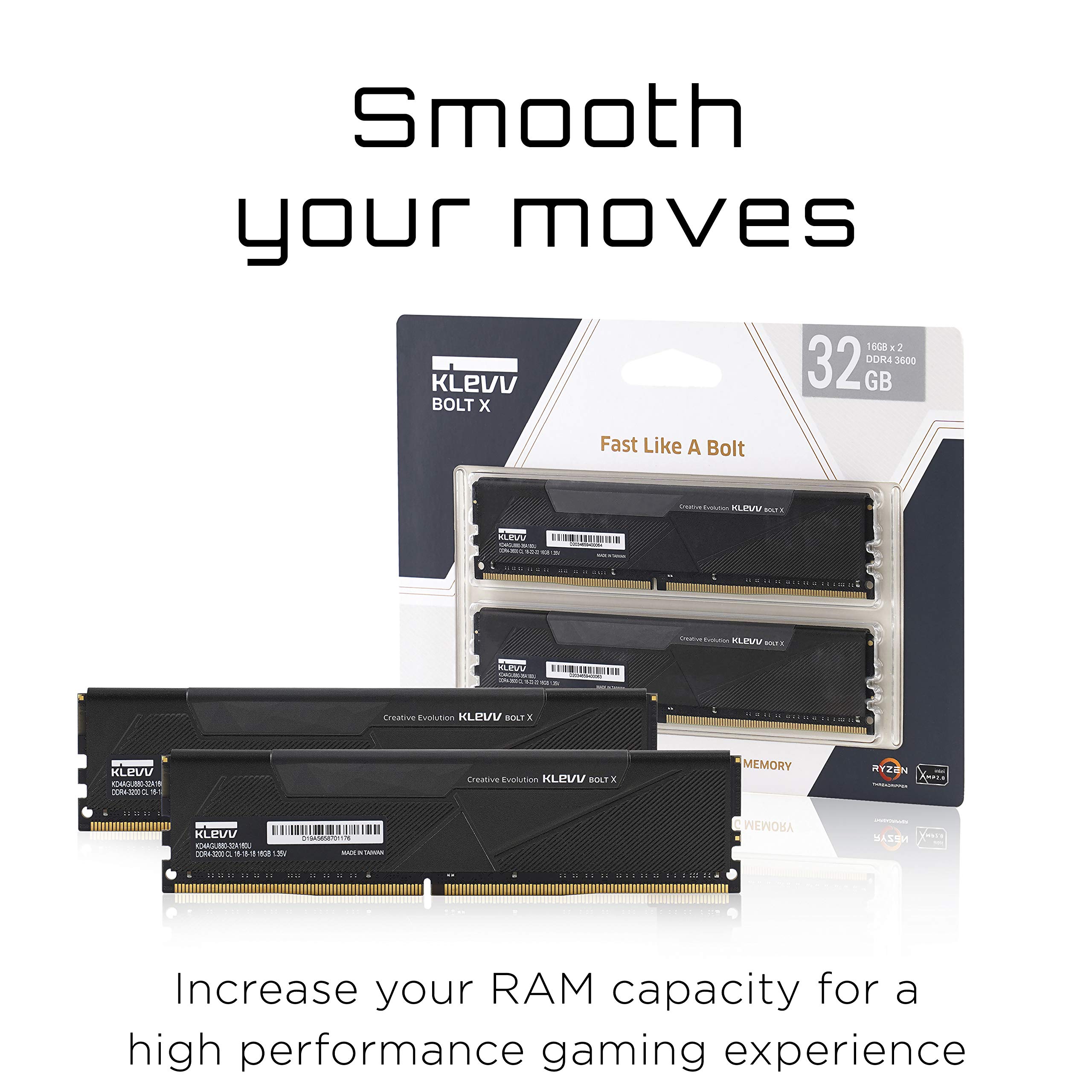 Amazon.com: KLEVV Bolt X DDR4 32GB (2x16GB) 3600MHz CL18 1.35V