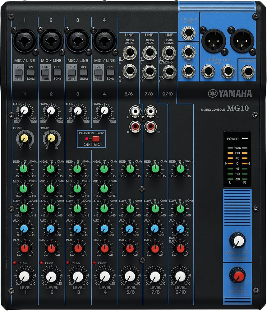 Amazon.com: Yamaha MG10 10-Input Stereo Mixer , Black : Musical