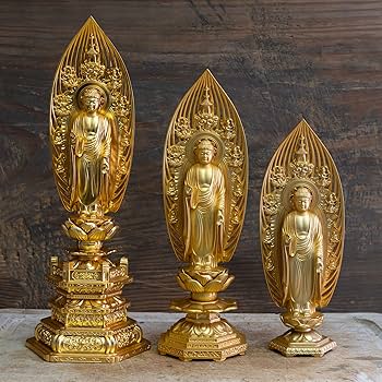 Amazon｜仏像 阿弥陀如来 舟形 21cm（金メッキ/24金） 仏師：牧田秀雲