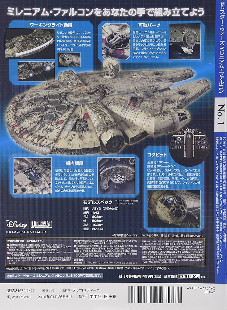Amazon.co.jp: ミレニアム・ファルコン 創刊号 [分冊百科] (パーツ