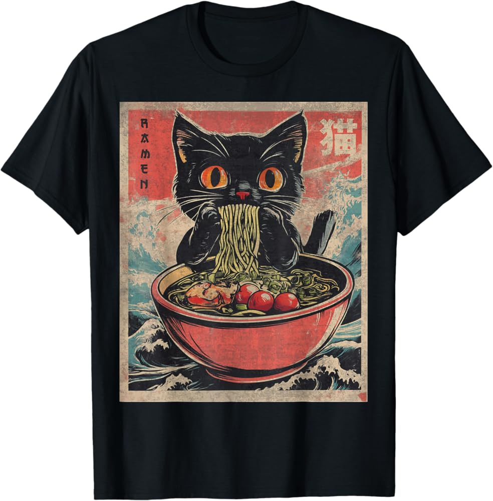 Amazon.com: Anime Shirt For Men Women Kids Cat Ramen Noodles