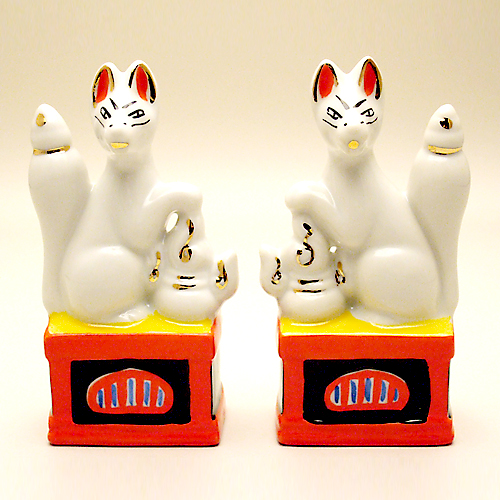 Amazon｜仏壇屋 滝田商店 狐 陶器(一対) 4寸(高さ12cm)◇神棚(お宮