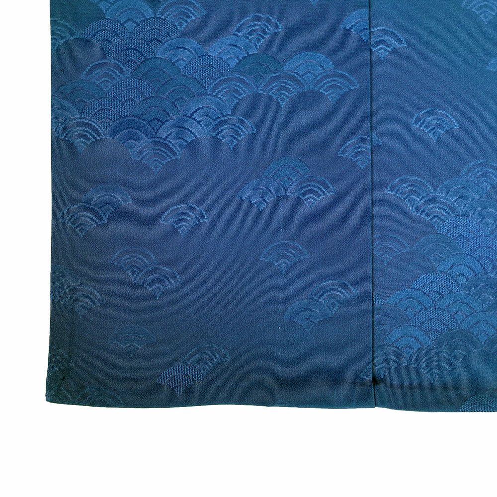 中古）単衣色無地 青 セミフォーマル 地紋織り 青海波 ひとえ M【身丈