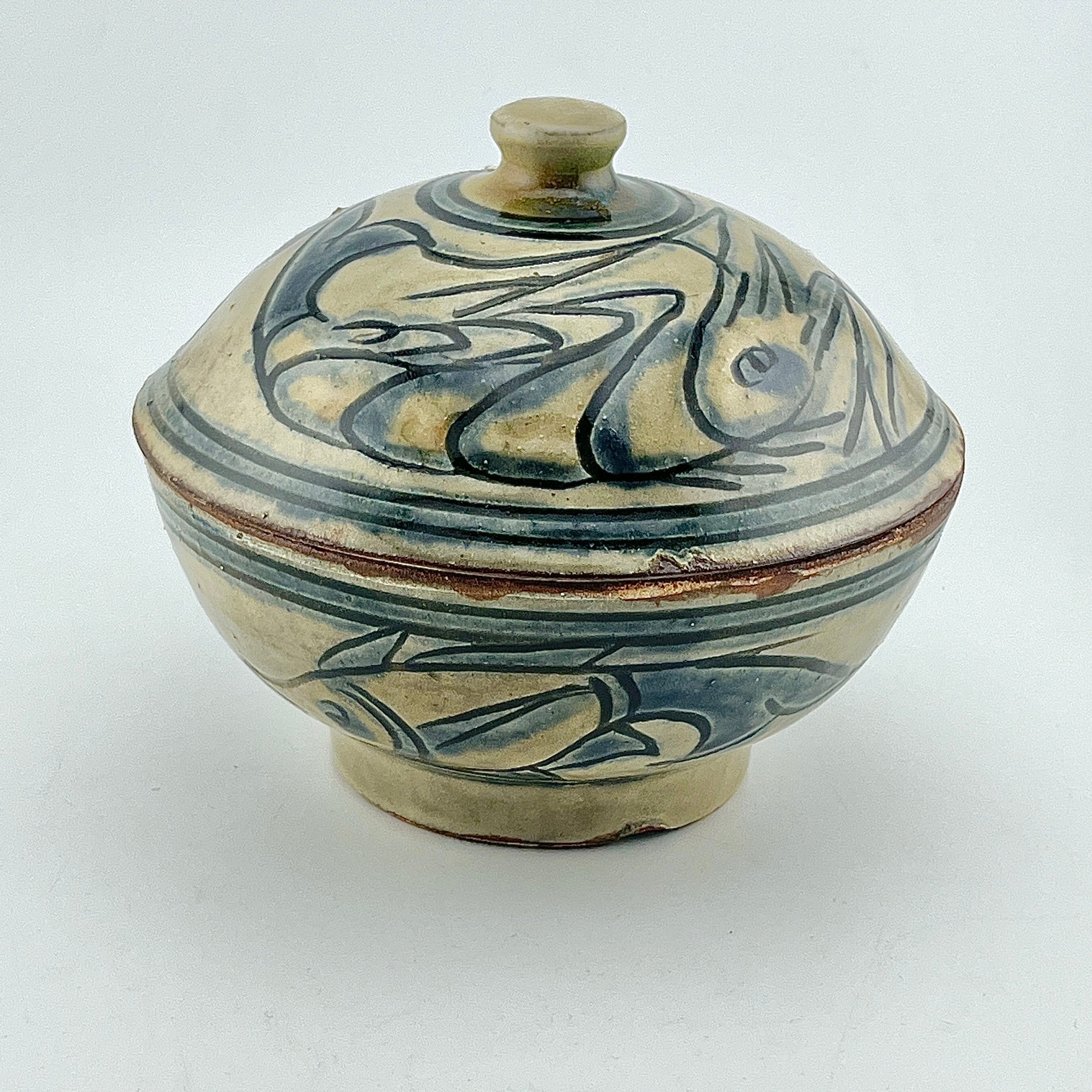 緑一色】人間国宝 金城次郎 海老魚文花瓶 栞 共箱 無傷 壷屋焼やちむん