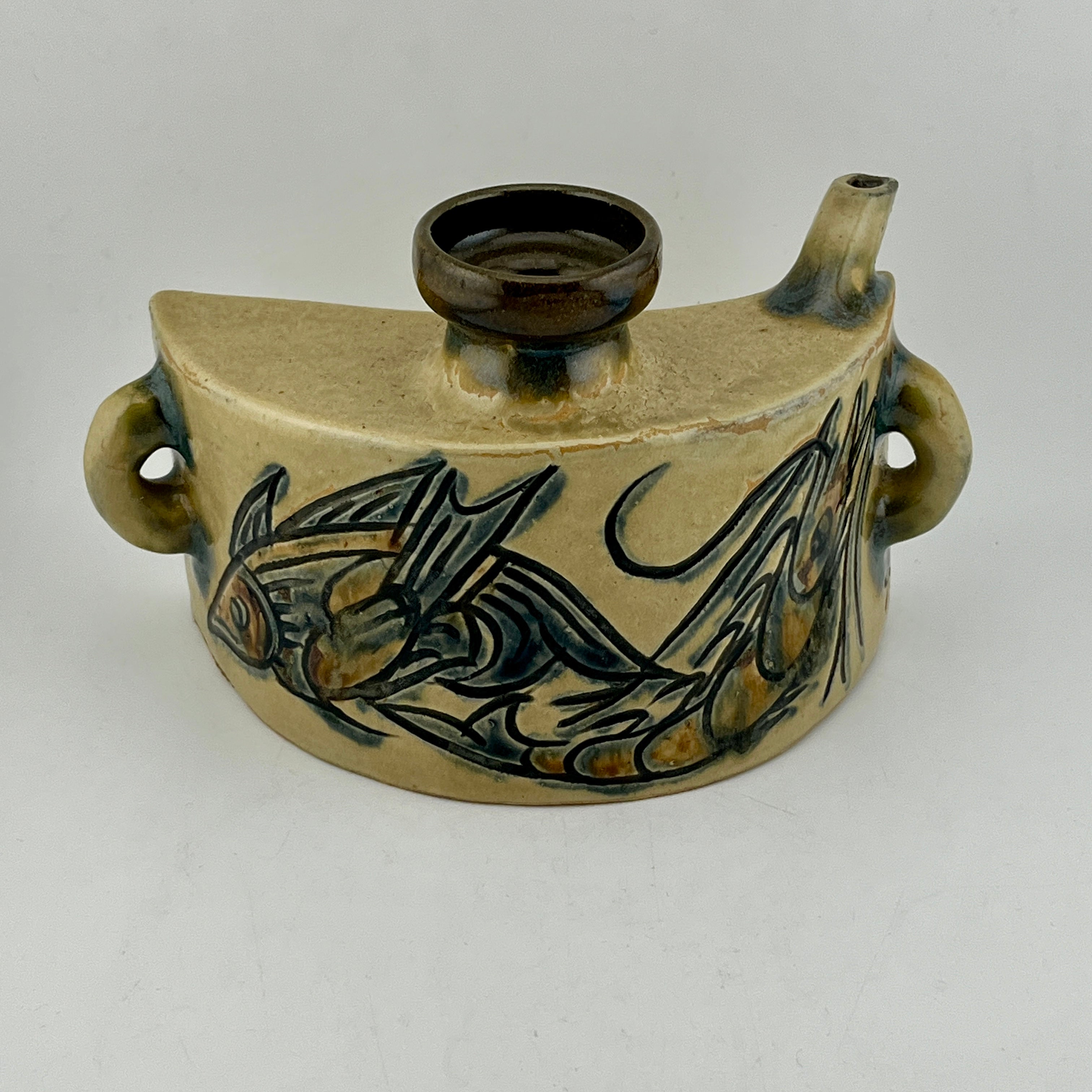 壺屋焼 人間国宝 金城次郎作 海老魚紋抱瓶 – 生活民芸 なかむた