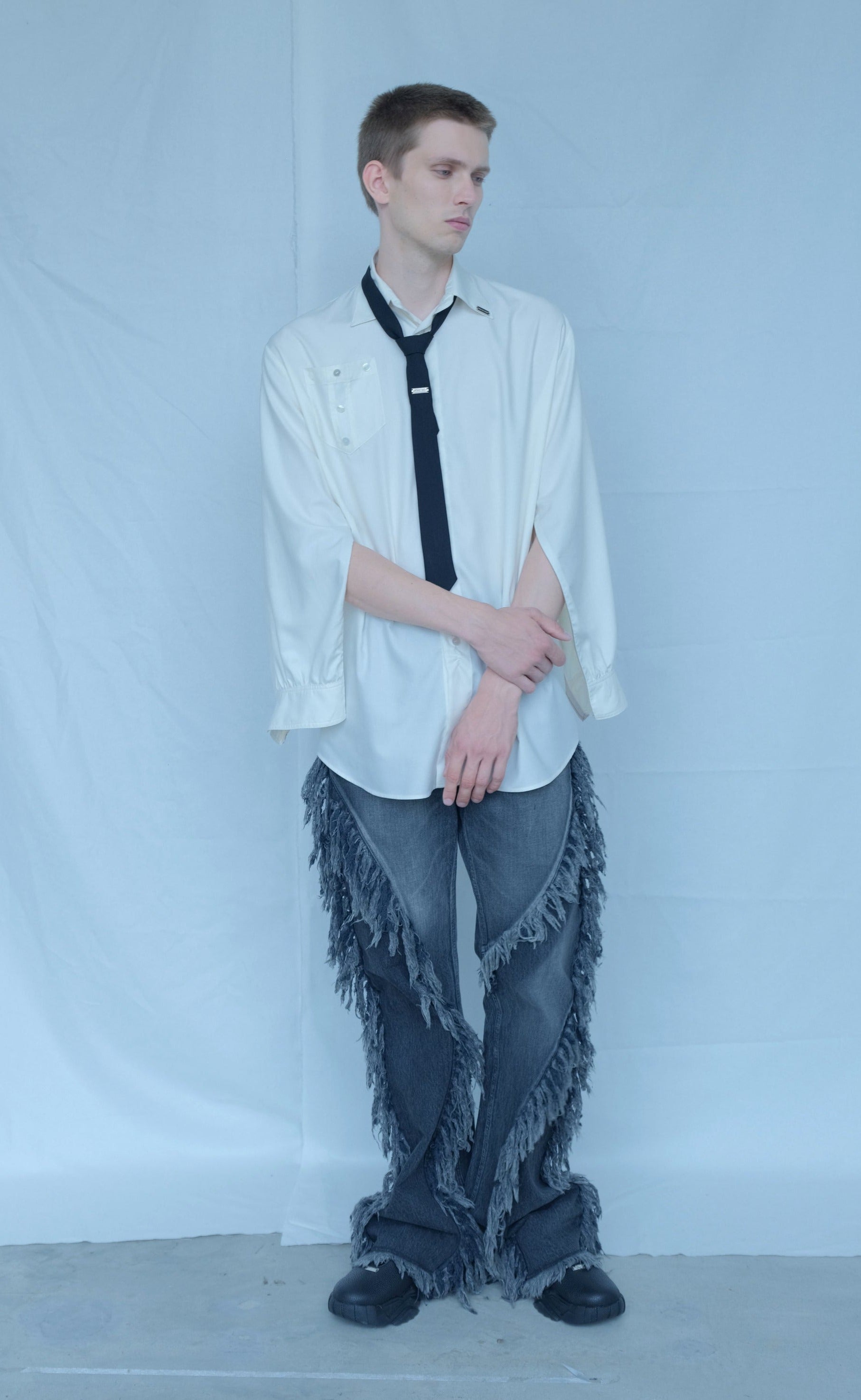 Reservation product] Fringe Flare Denim Pants – MIKAGE SHIN