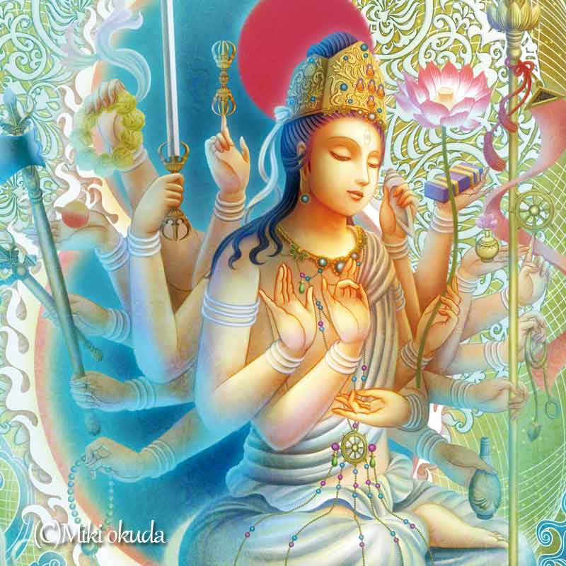 水彩画「菩薩」額装済み 弥勒菩薩 達磨 額縁 日本画 2点 弥勒菩薩達磨