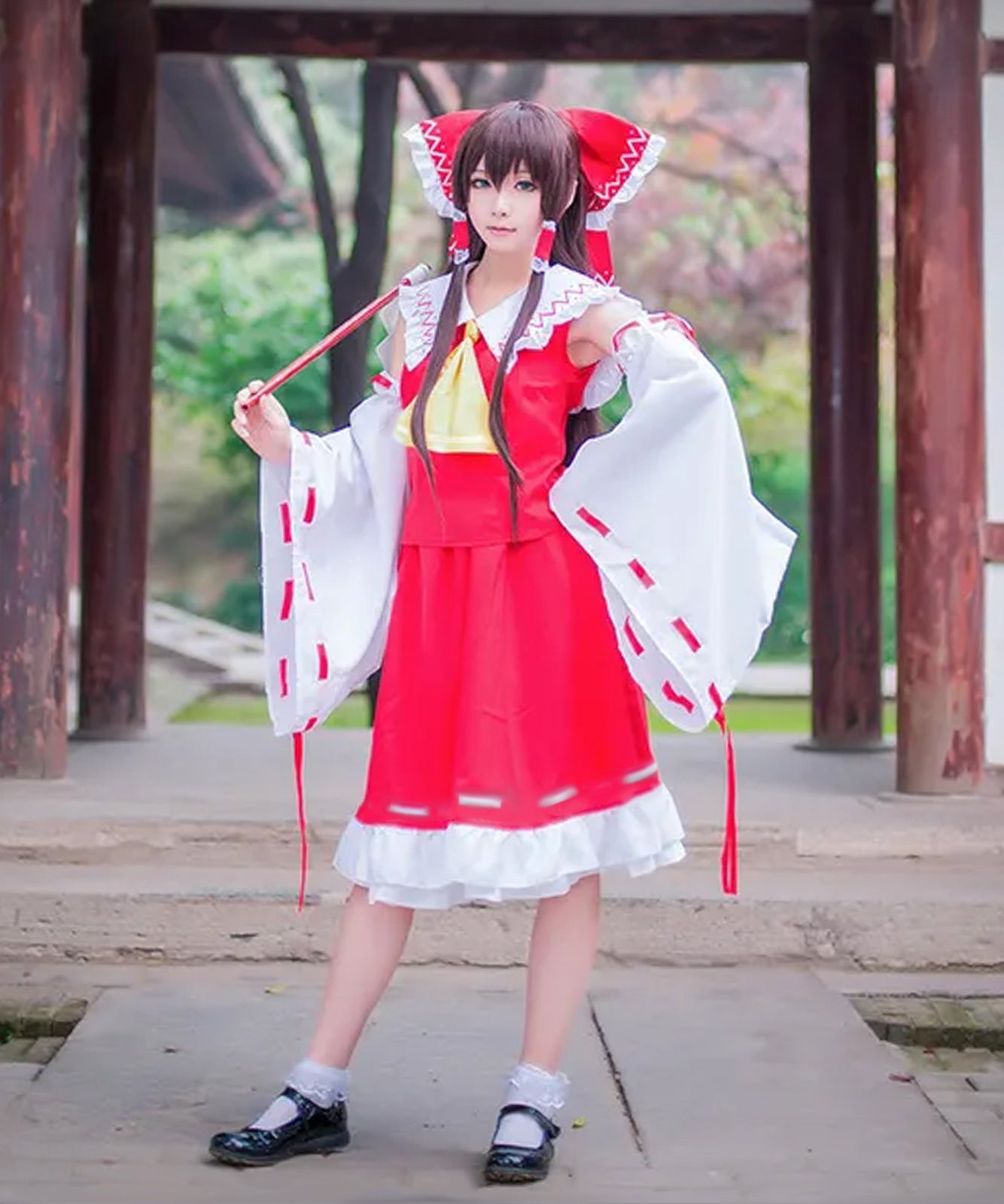 博麗霊夢 コスプレ ウィッグ付き 巫女 ワンピース 東方Project