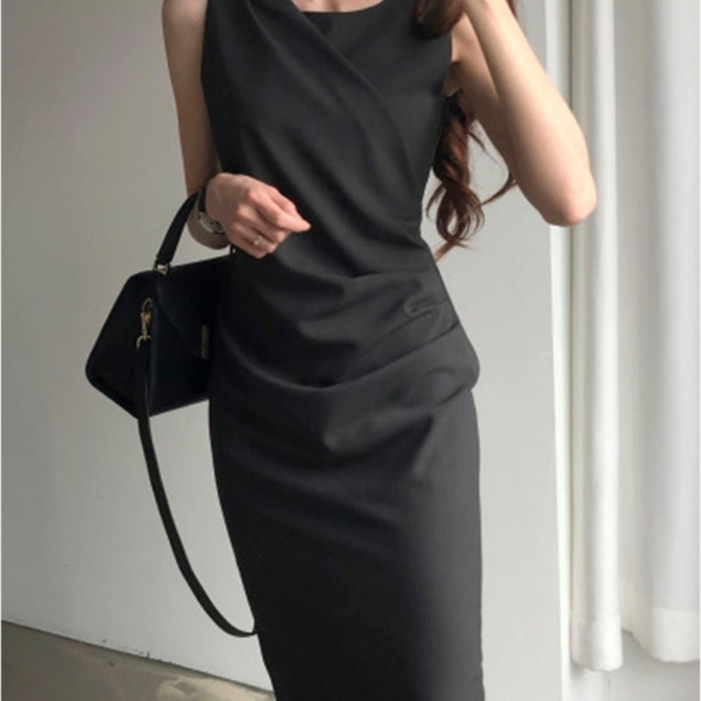 ノースリーブドレープ膝丈ワンピース｜オフィスカジュアル レディース