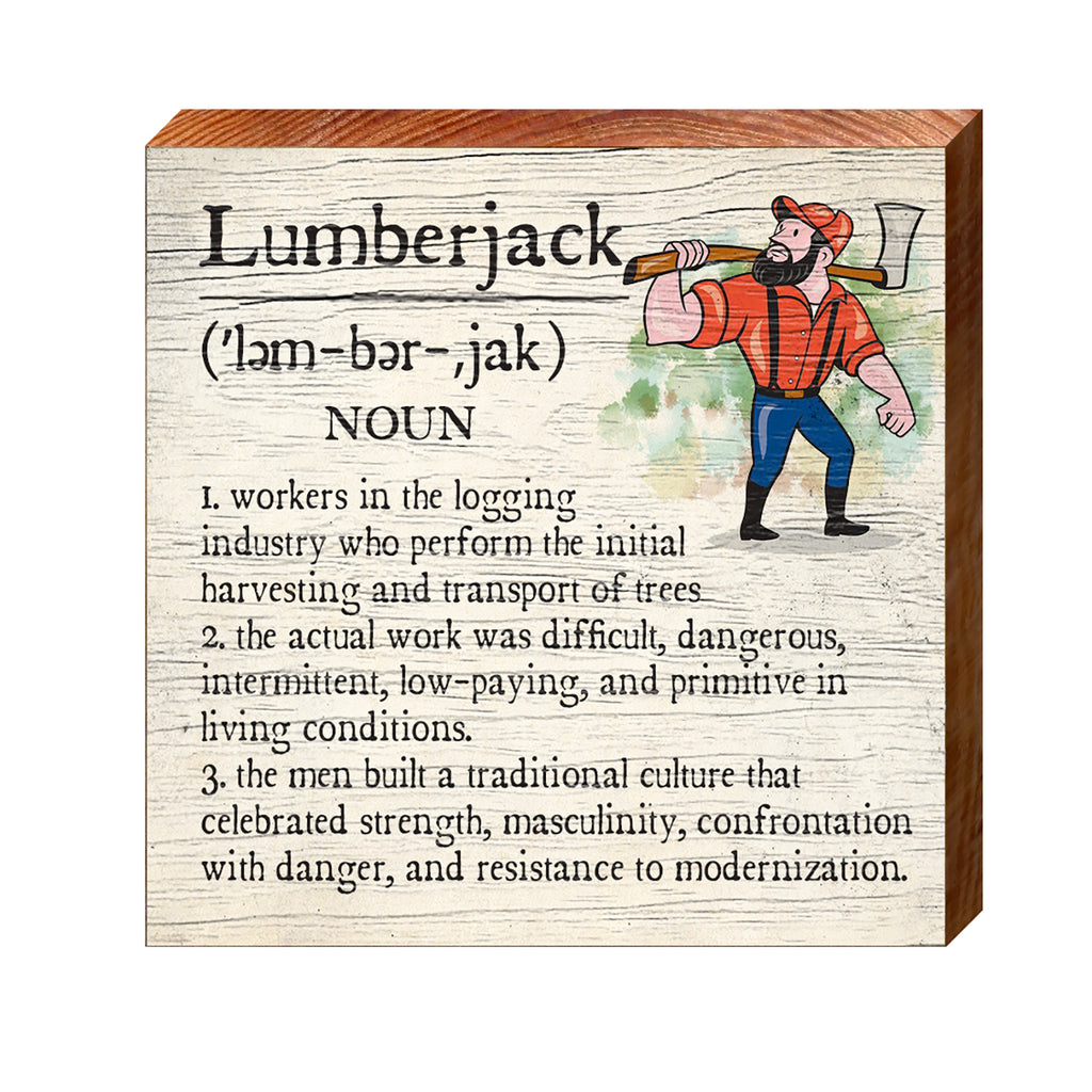 Lumberjack Definition Wooden Sign | Wall Art Print on Real Wood