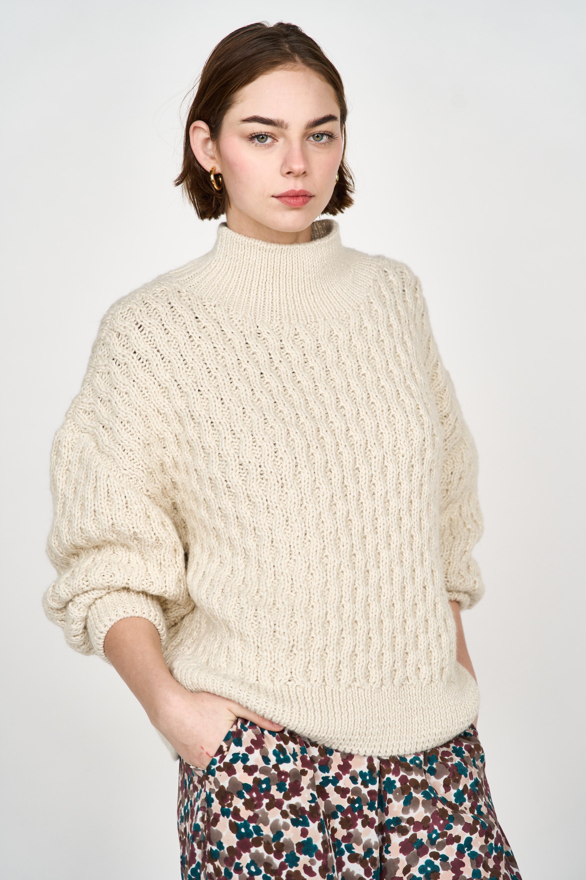 Megeve Honeycomb Turtleneck in Ivory – MIRTH