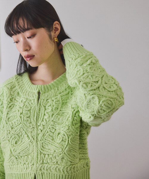 コードレースパターンニットカーディガン｜アダムエロペの通販｜&mall