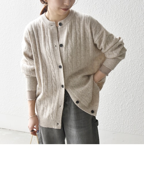 WEB限定】SHIPS any:〈手洗い可能〉ヤク ケーブル クルーネック ニット