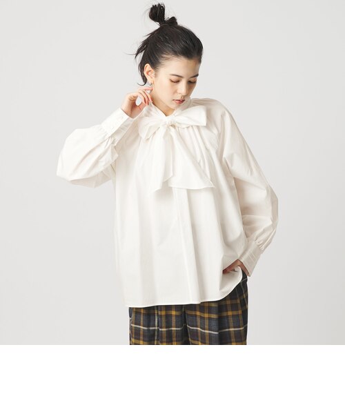 コットン ソリッド&ストライプ ボウタイブラウス｜ビューティー