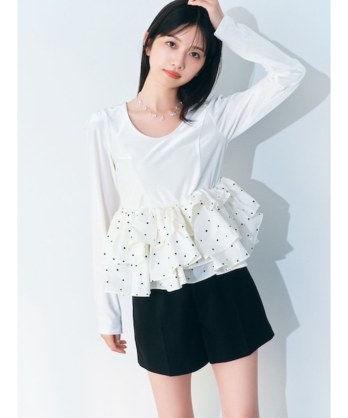 ベロアペプラムフリルトップス｜リリーブラウンの通販｜&mall（アンド