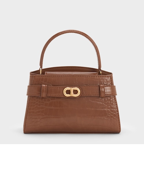 Aubrielle オブリエル クロックエフェクトトップハンドルバッグ