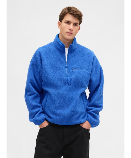 ボア オーバーサイズ ハーフジップ GAPロゴプルオーバー｜ギャップの