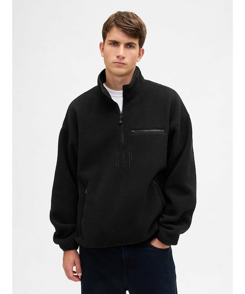 ボア オーバーサイズ ハーフジップ GAPロゴプルオーバー｜ギャップの