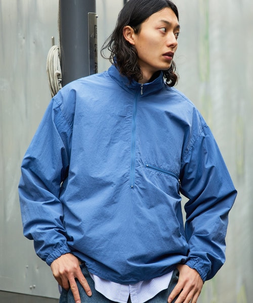 NYLON HALF ZIP BLOUSON SOLID/ナイロンハーフジップブルゾン