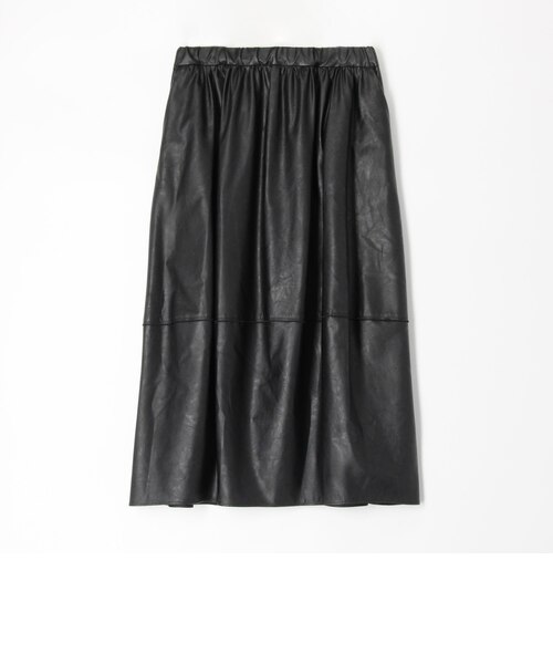 別注】金子綾×TOMORROWLAND ウェットフェイクレザー ギャザーミディ