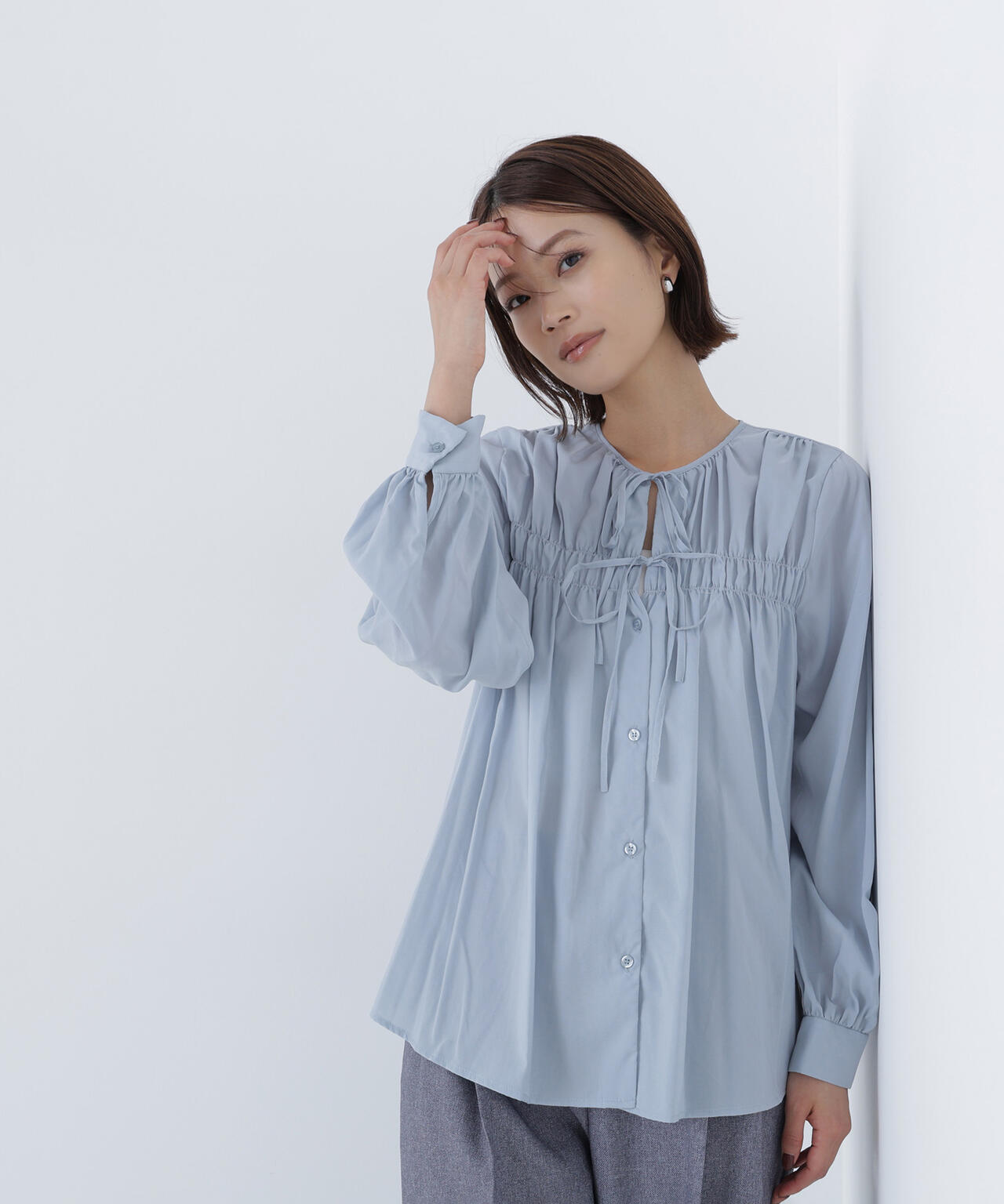 リボンギャザーブラウス | NATURAL BEAUTY BASIC（ナチュラル