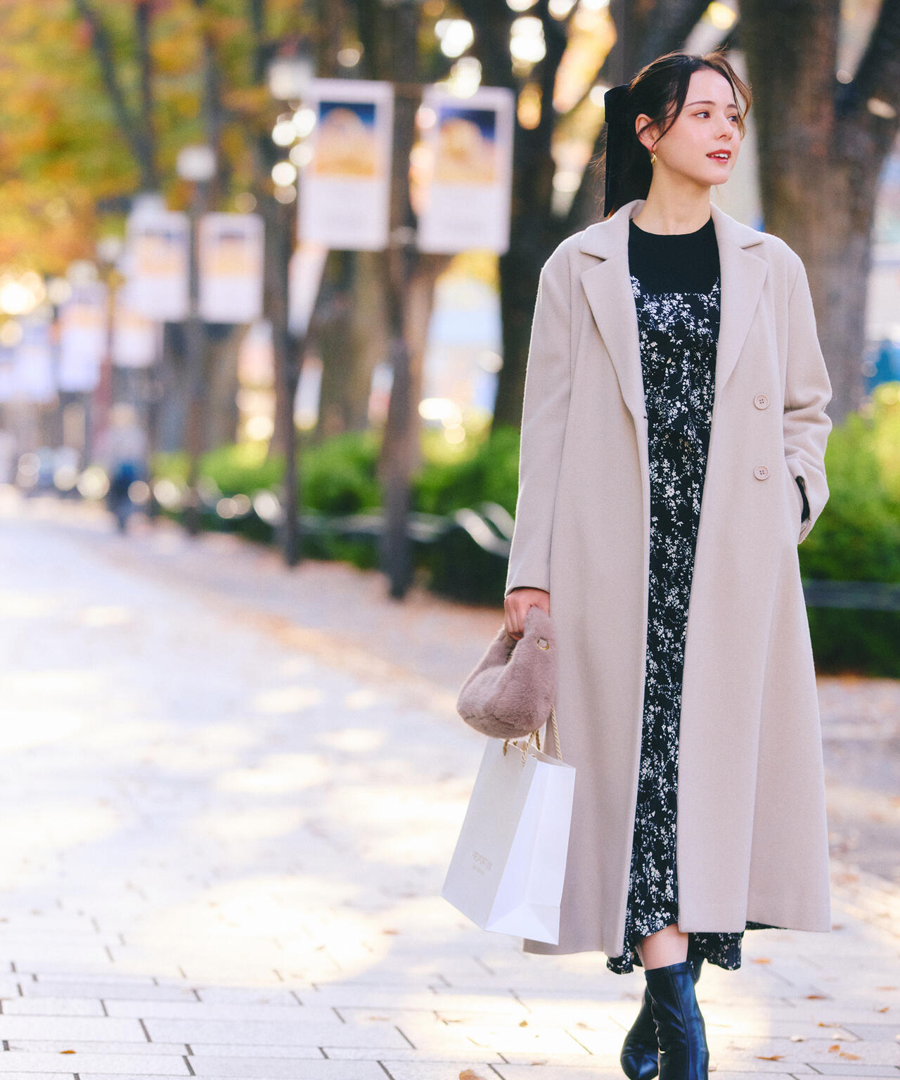 青島心さん着用】ベルテッドレディーコート | PROPORTION BODY