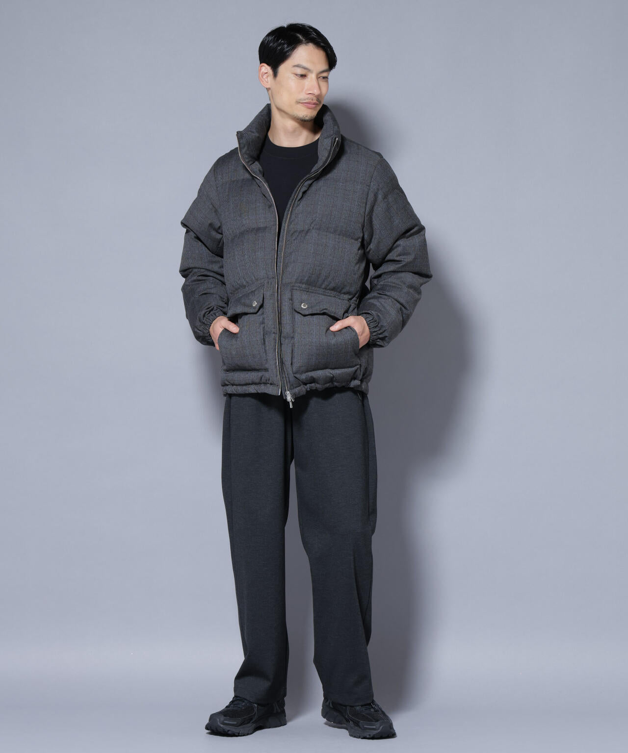 DELEGANTE エアリーサキソニー／グレンチェックTAIONダウンジャケット