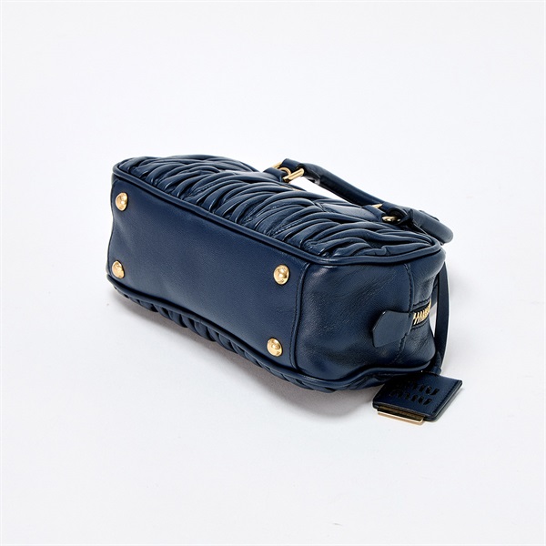 MIU MIU マテラッセ ハンドバッグ ネイビー ゴールド レザー