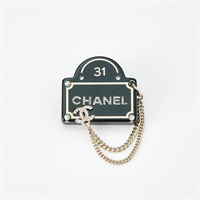 CHANEL ココマーク ブローチ ブラック ゴールド レジン GP ライン