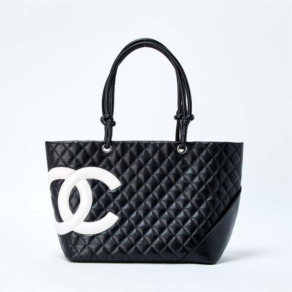 CHANEL カンボン ラージ 2007年頃 トートバッグ ブラック ホワイト