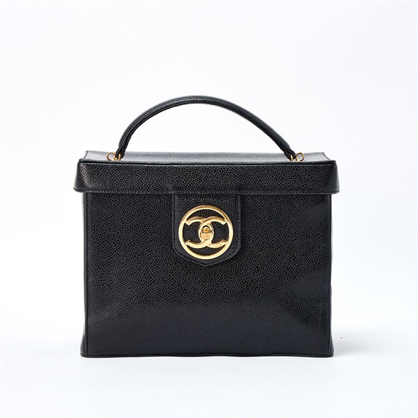 CHANEL ココマーク 1992年頃 バニティバッグ ブラック マットシルバー